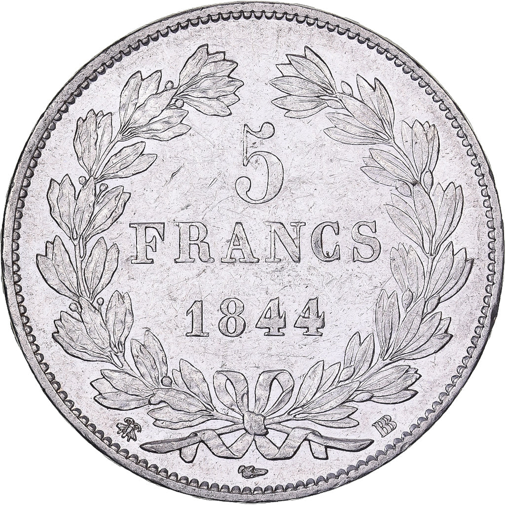 France, 5 Francs, Louis-Philippe, 1844, Strasbourg, Silver, AU(50-53), KM:749.3