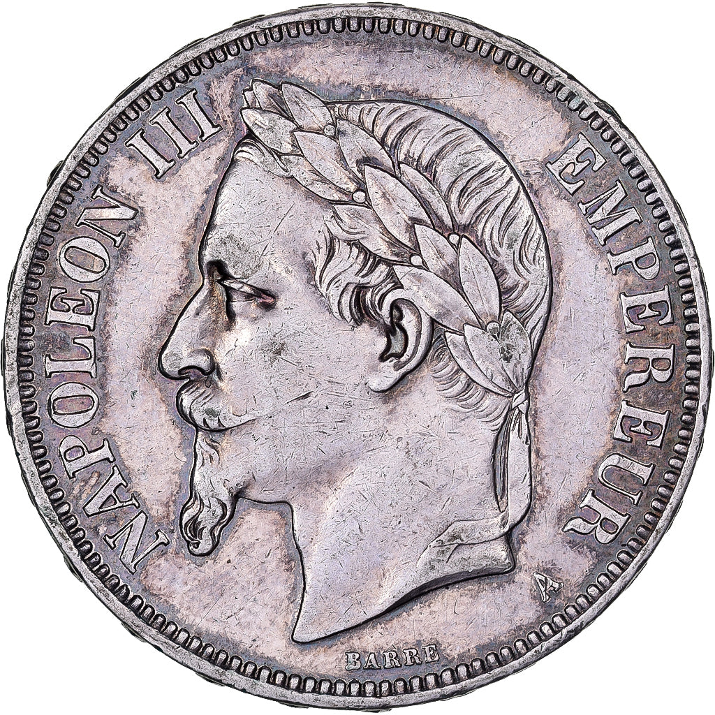 France, Napoleon III, 5 Francs, Napoléon III, 1870, Paris, Silver, EF(40-45)