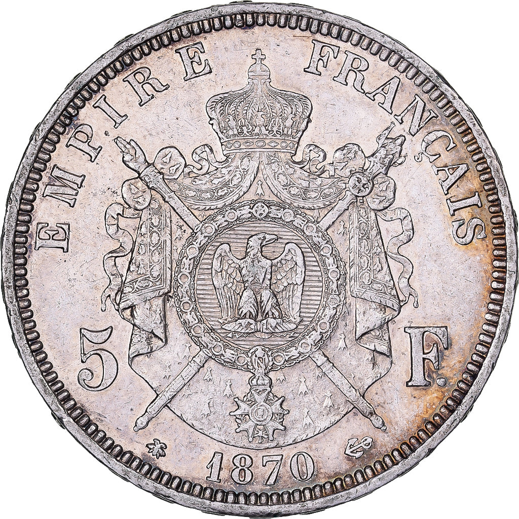 France, Napoleon III, 5 Francs, Napoléon III, 1870, Paris, Silver, EF(40-45)