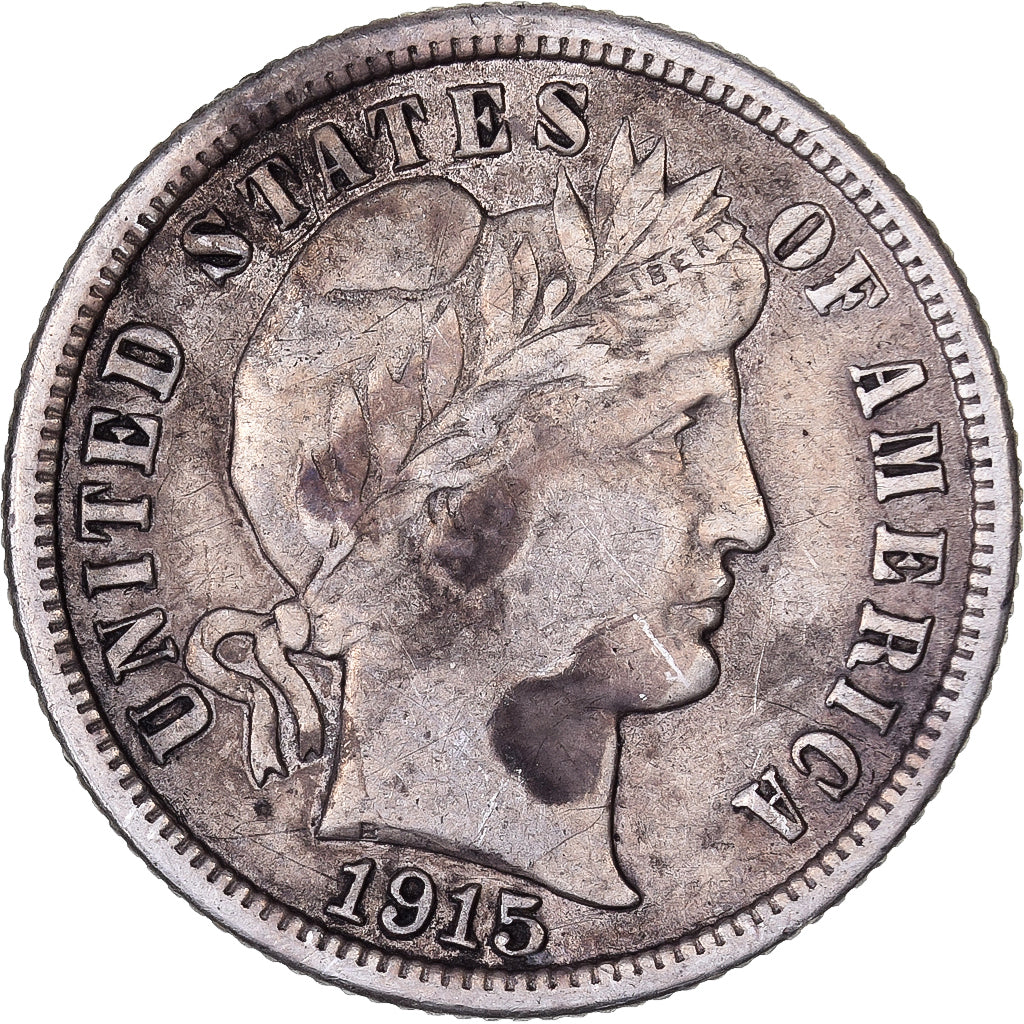 États-Unis, Dime, Barber Dime, 1915, Philadelphie, Argent, KM:113