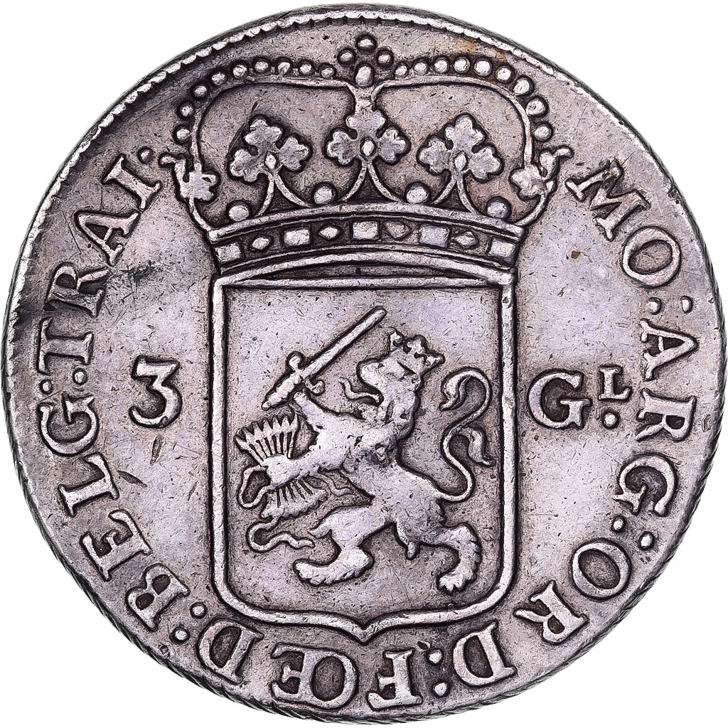 Netherlands, UTRECHT, 3 Gulden, 60  Stuiver, 1793, Utrecht, Silver, EF(40-45)