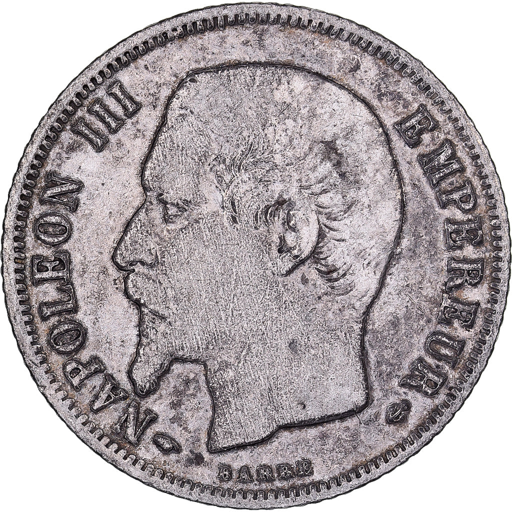 Francia, Napoleon III, Franc, Napoléon III, 1860, Paris, Plata, BC+, KM:779.1