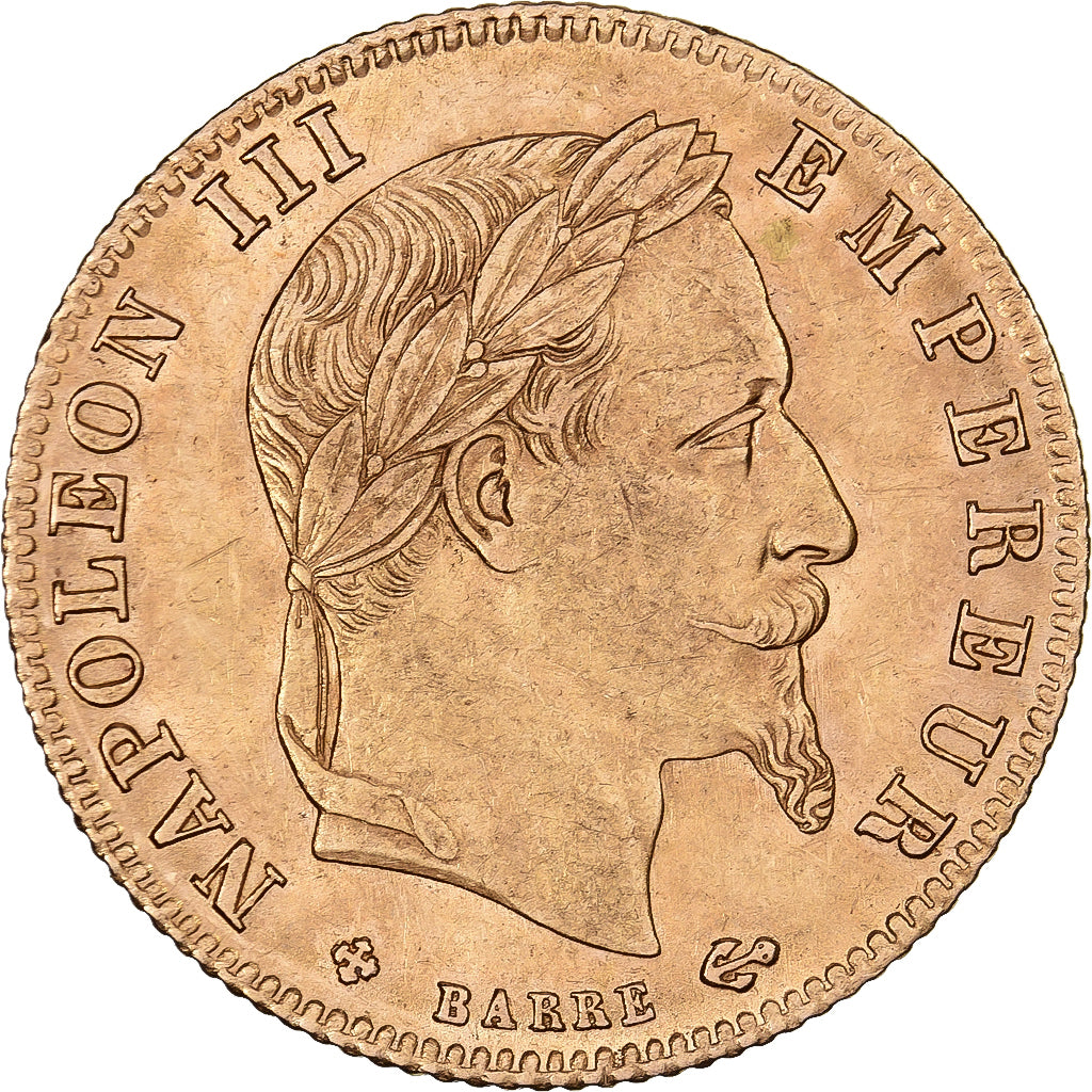 Francia, Napoleon III, 5 Francs, Napoléon III, 1867, Strasbourg, Oro, MBC+