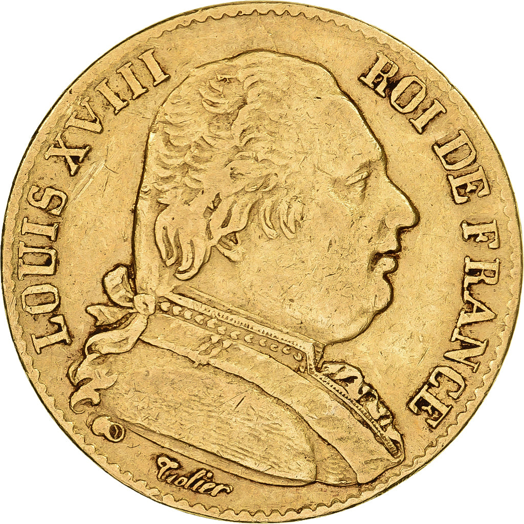 Frankrijk, Louis XVIII, 20 Francs, Louis XVIII, 1815, Paris, Goud, ZF, KM:706.1