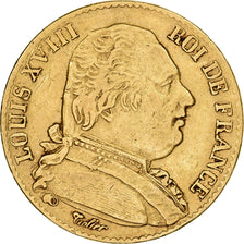 Frankrijk, Louis XVIII, 20 Francs, Louis XVIII, 1815, Paris, Goud, ZF, KM:706.1