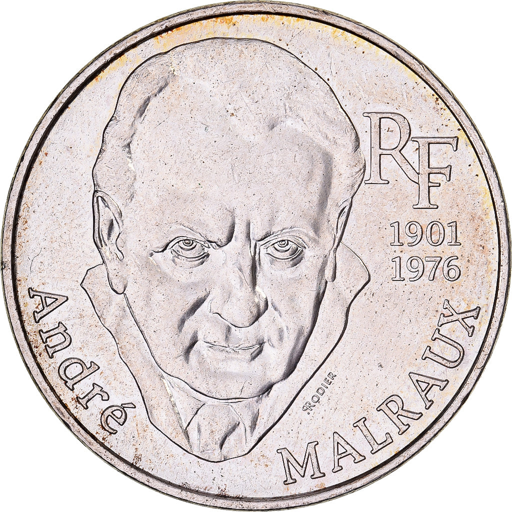 França, 100 Francs, André Malraux, 1997, Paris, Prata, AU(55-58), KM:1188