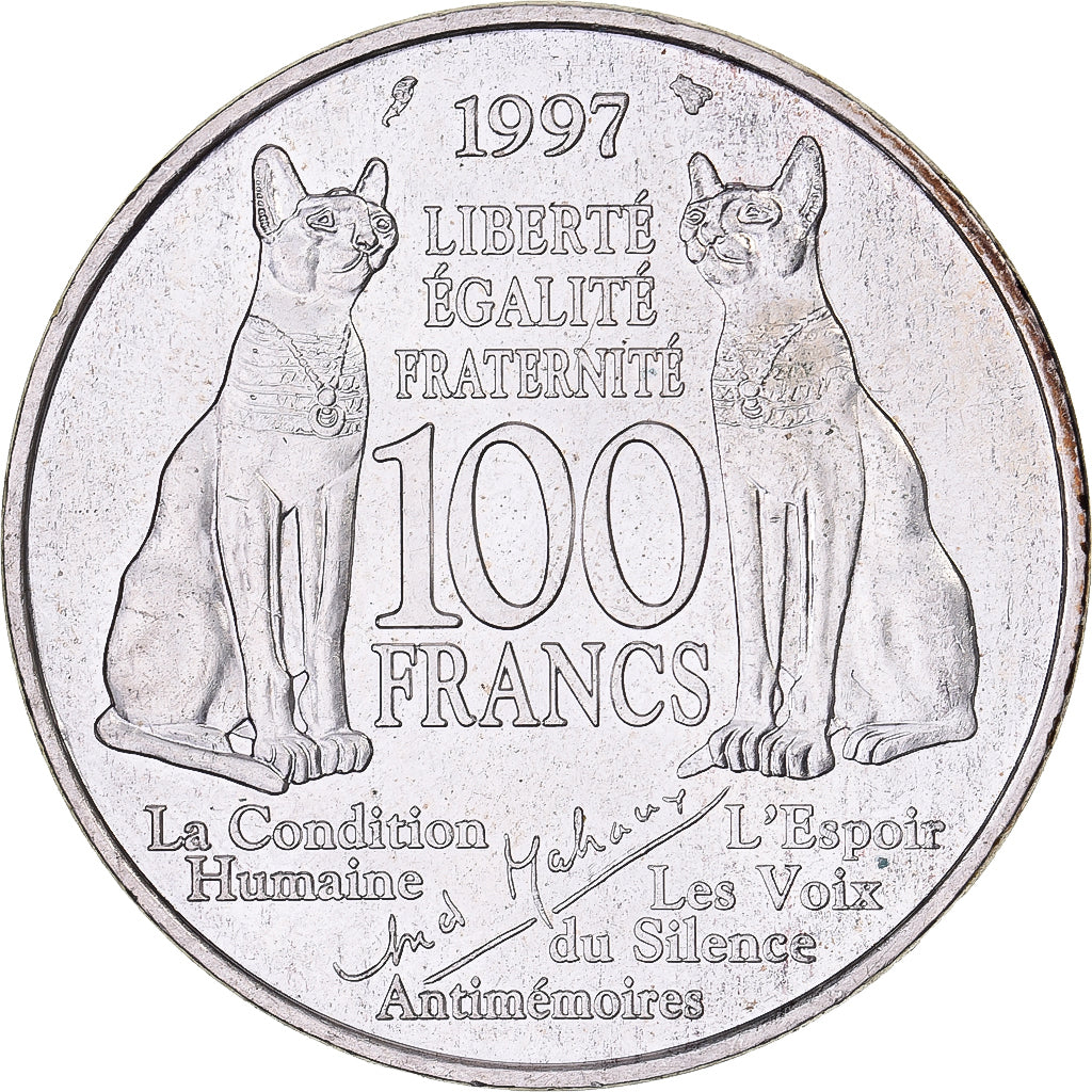 França, 100 Francs, André Malraux, 1997, Paris, Prata, AU(55-58), KM:1188