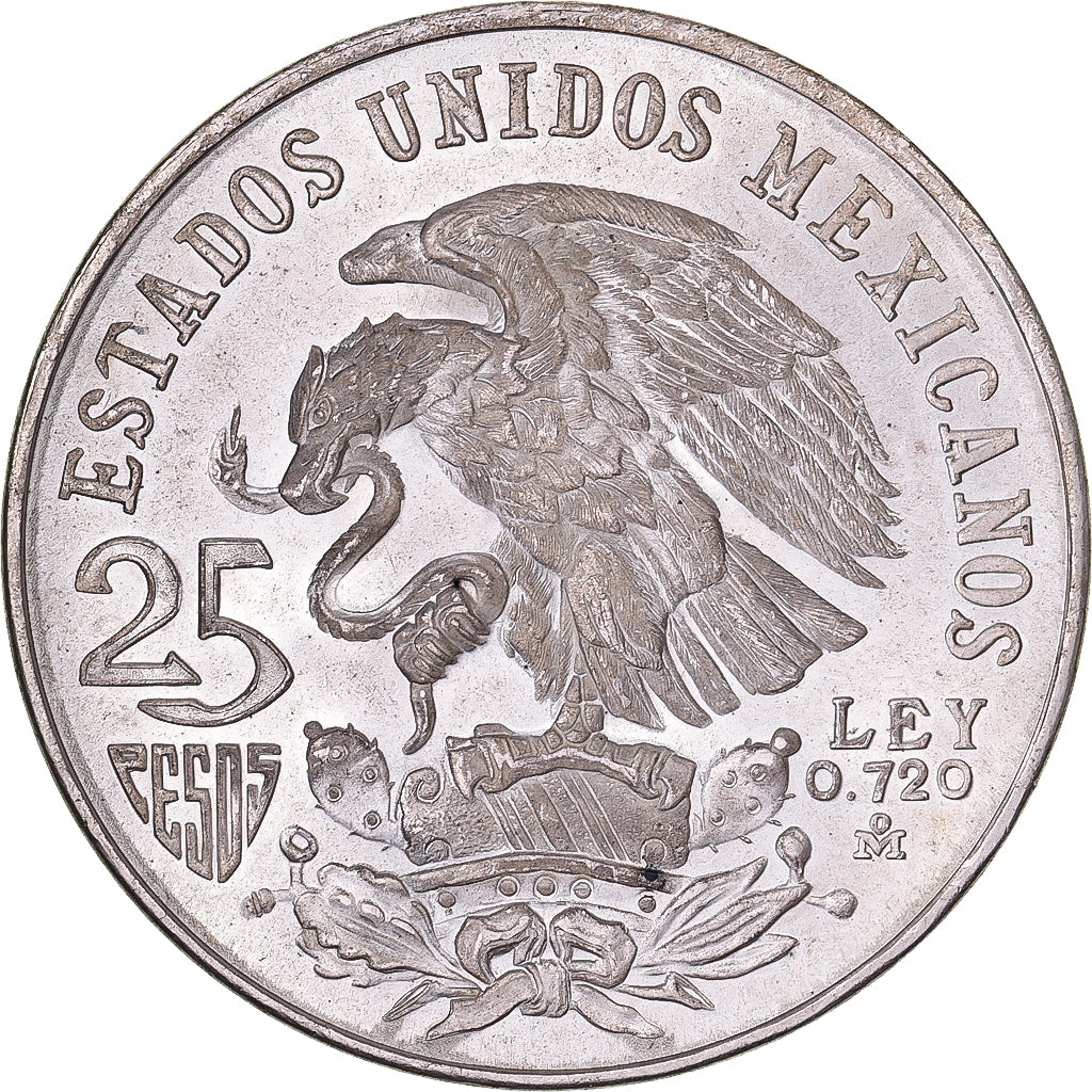 Mexico, 25 Pesos, 1968, Mexico City, Srebro, AU(55-58), KM:479.1