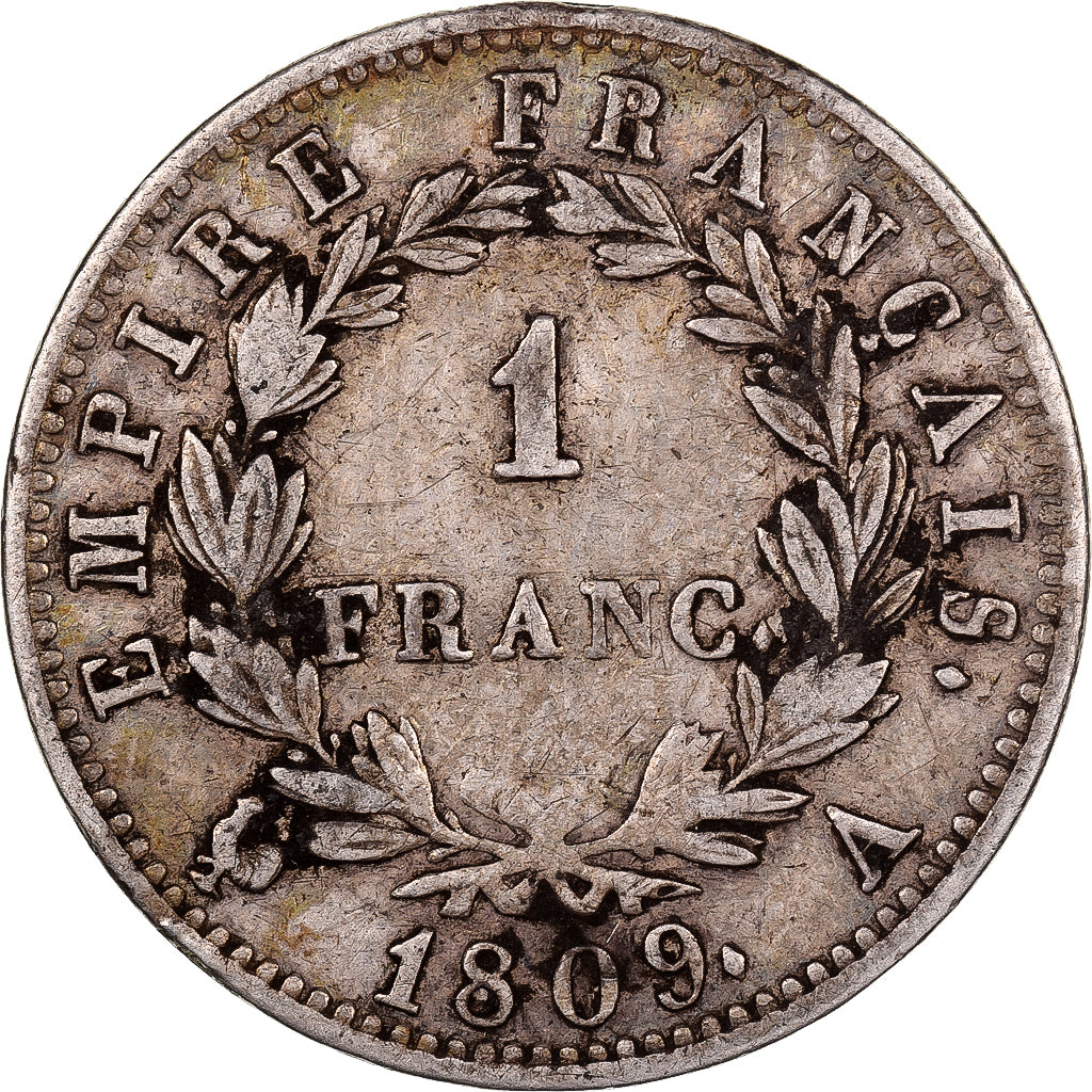 France, Franc, Napoléon I, 1809, Paris, Silver, EF(40-45), KM:692.1