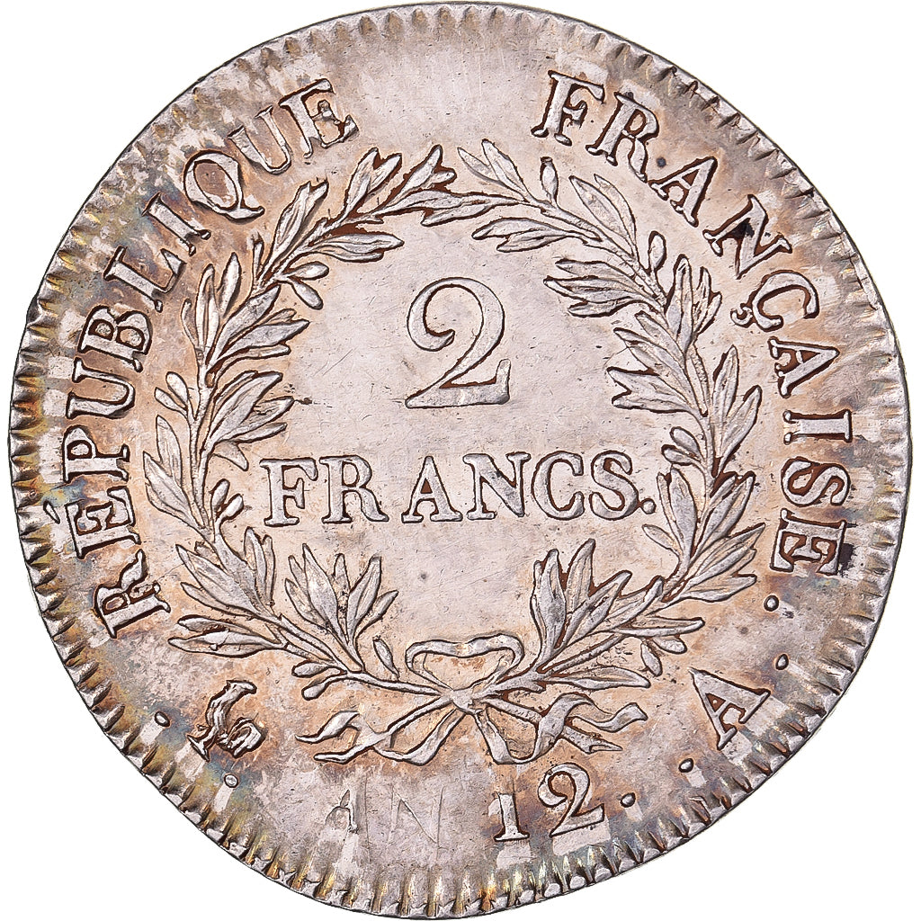 Francja, 2 Francs, Napoléon I, An 12, Paris, Srebro, MS(60-62), KM:657.1