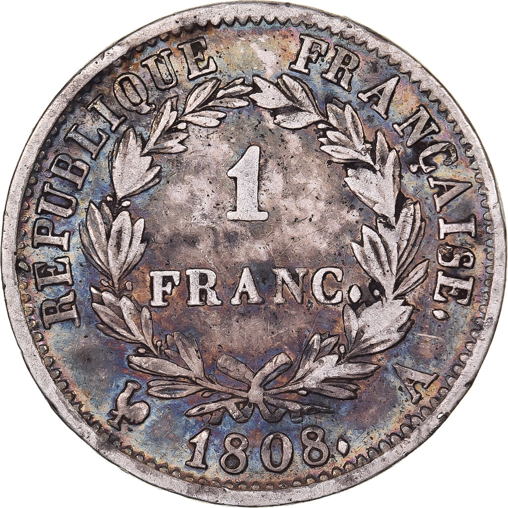 France, Franc, Napoléon I, 1808, Paris, Silver, VF(30-35), KM:682.1