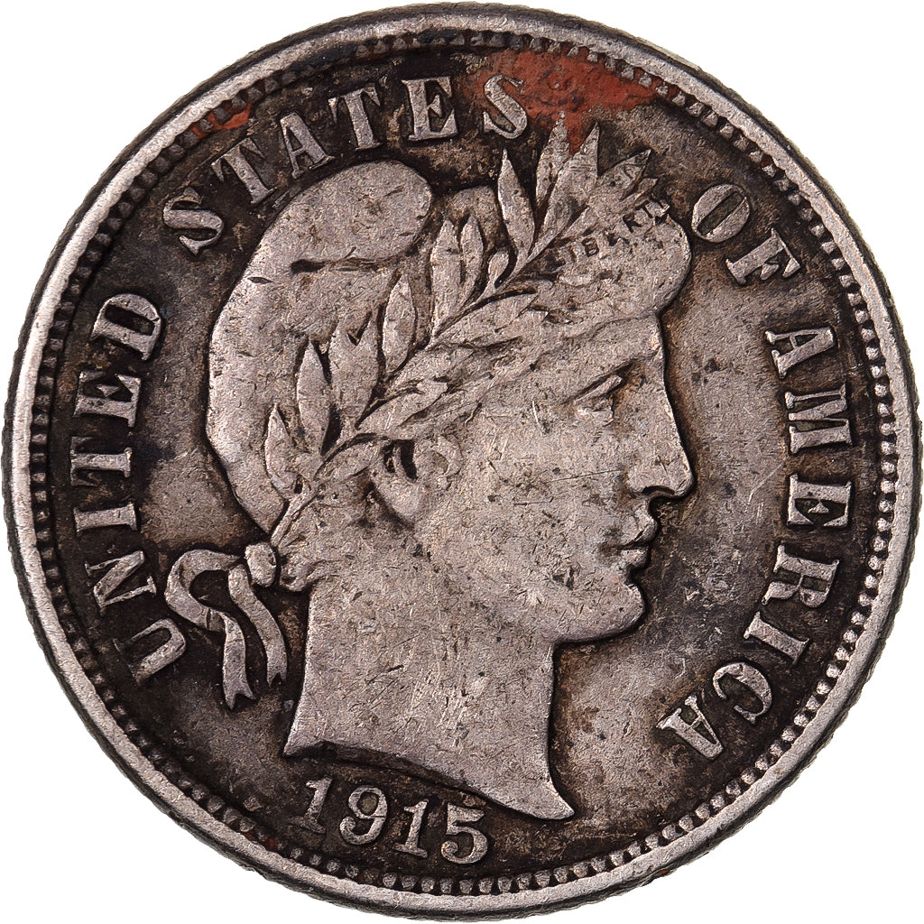 United States, Dime, Barber Dime, 1915, Philadelphia, Silver, VF(30-35), KM:113