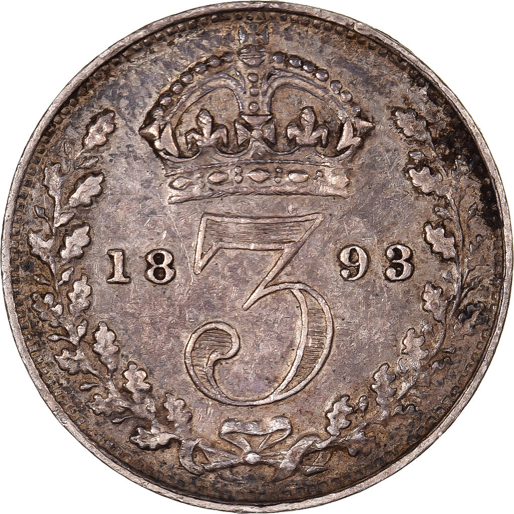 United Kingdom, Victoria, 3 Pence, 1893, Silver, VF(20-25), KM:777