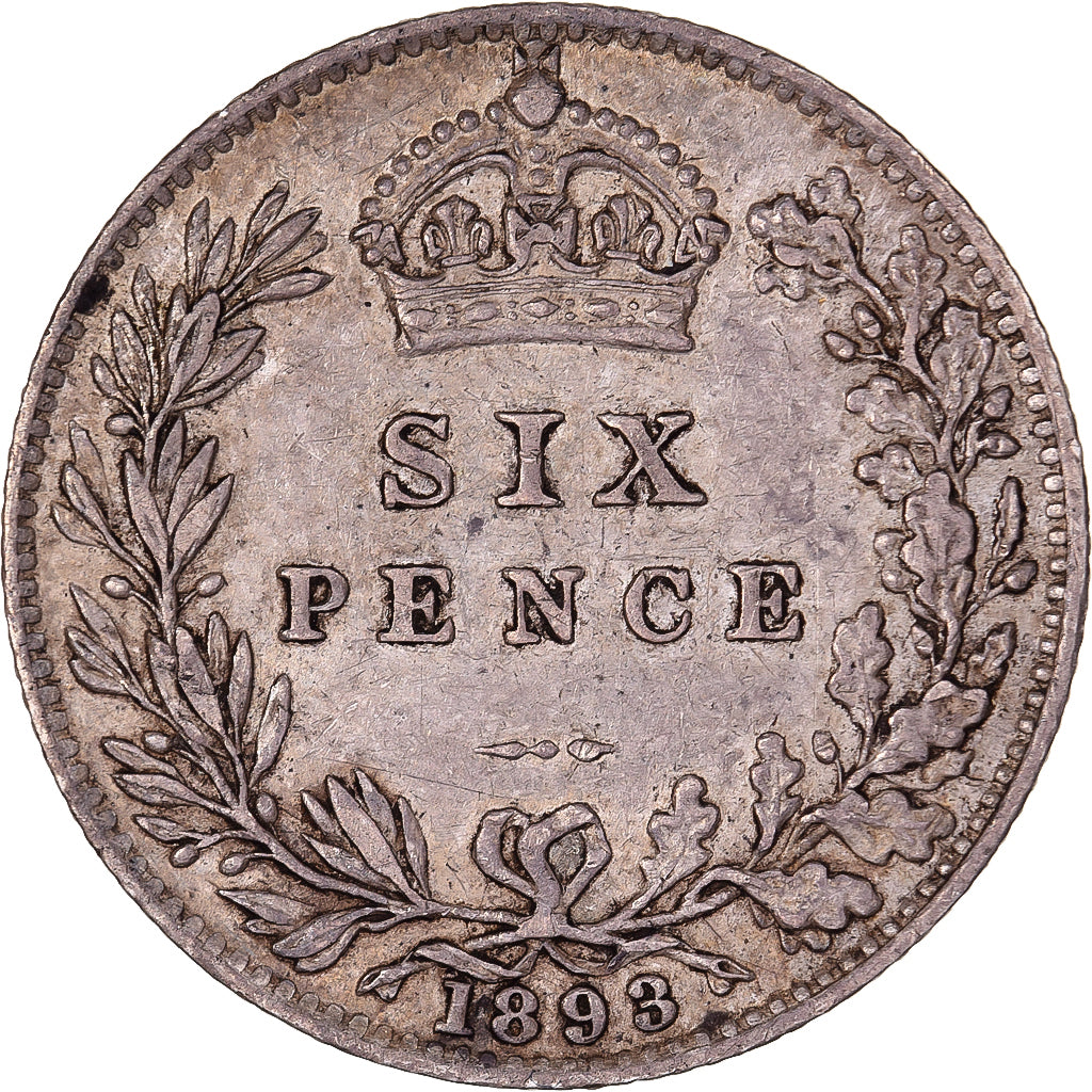 Verenigd Koninkrijk, Victoria, 6 Pence, 1893, Zilver, ZF+, KM:779