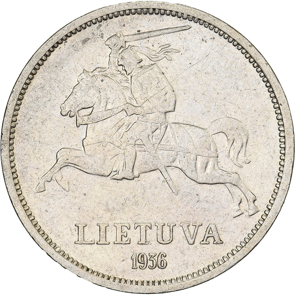 Lithuania, 5 Litai, 1936, Silver, EF(40-45), KM:82