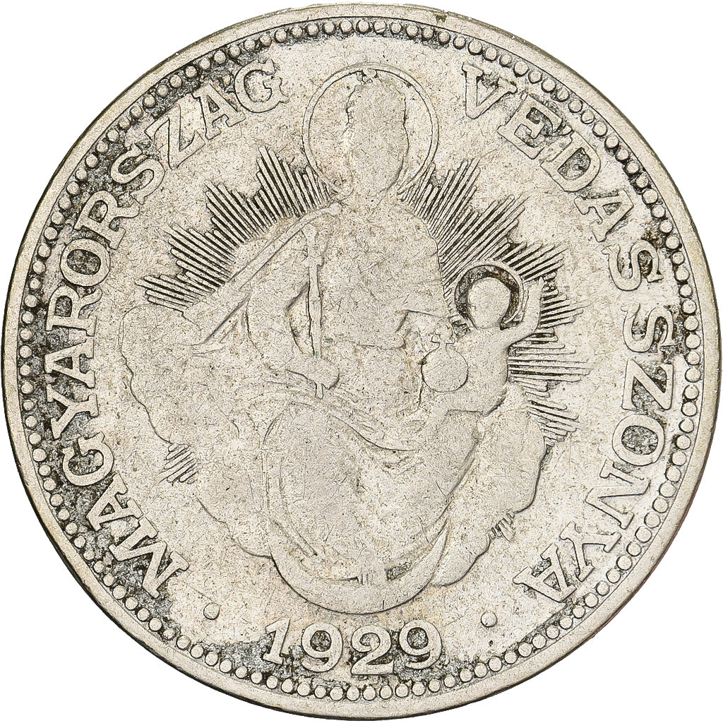 Węgry, 2 Pengö, 1929, Budapest, Srebro, VF(30-35), KM:511