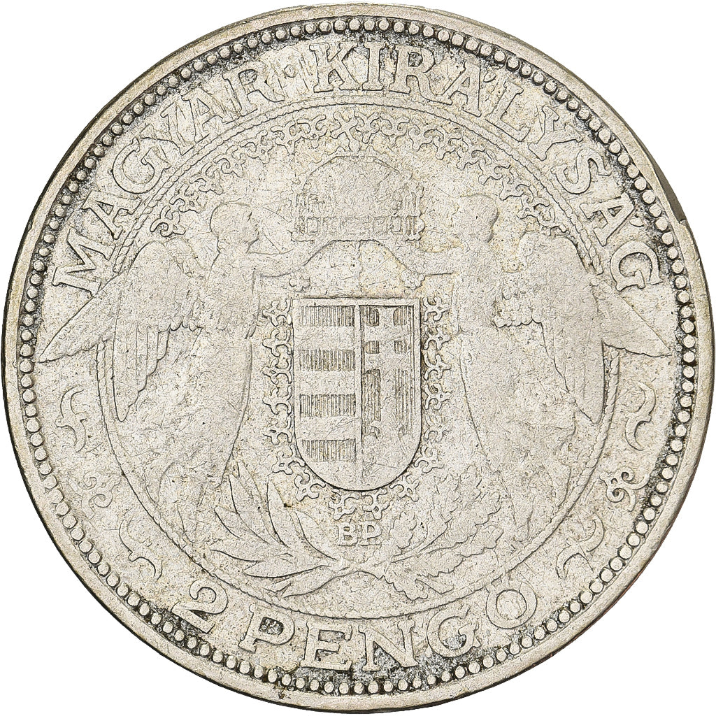 Węgry, 2 Pengö, 1929, Budapest, Srebro, VF(30-35), KM:511