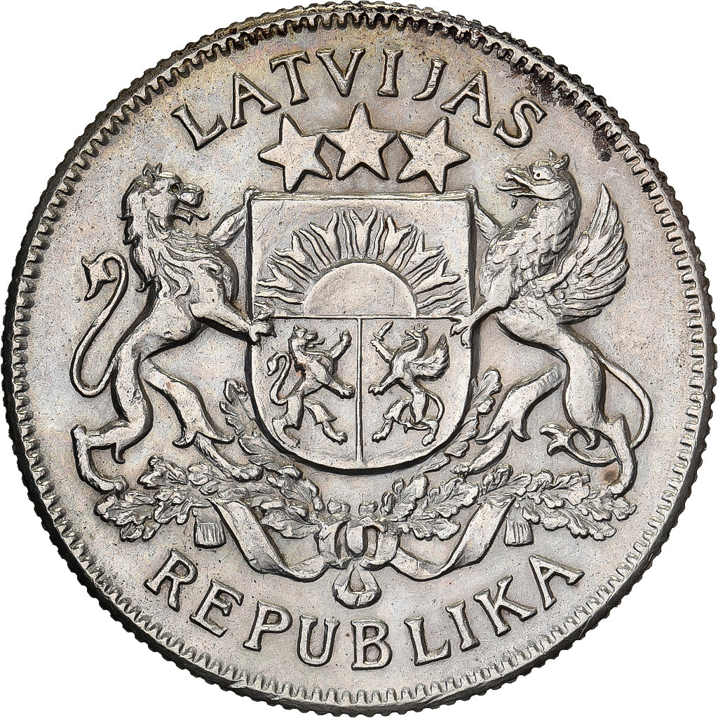 Lettonia, 2 Lati, 1925, Argento, BB+, KM:8