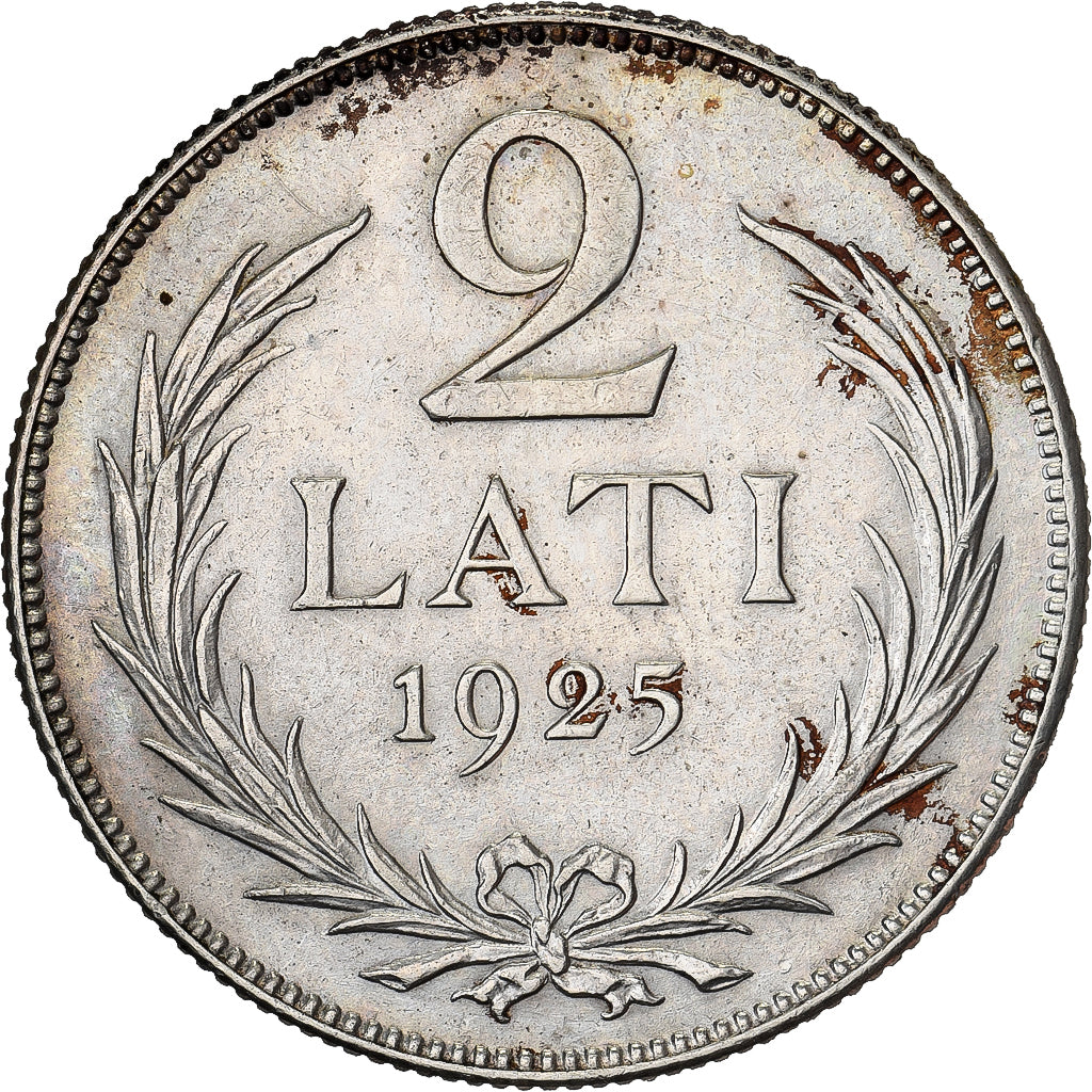Lettonia, 2 Lati, 1925, Argento, BB+, KM:8