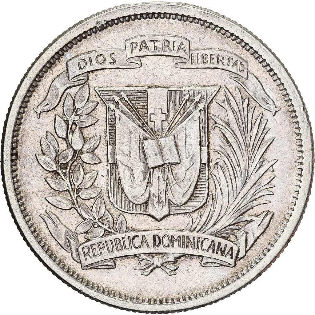 Dominican Republic, 1/2 Peso, 1944, Dominican Republic Mint, Silver, VF(30-35)