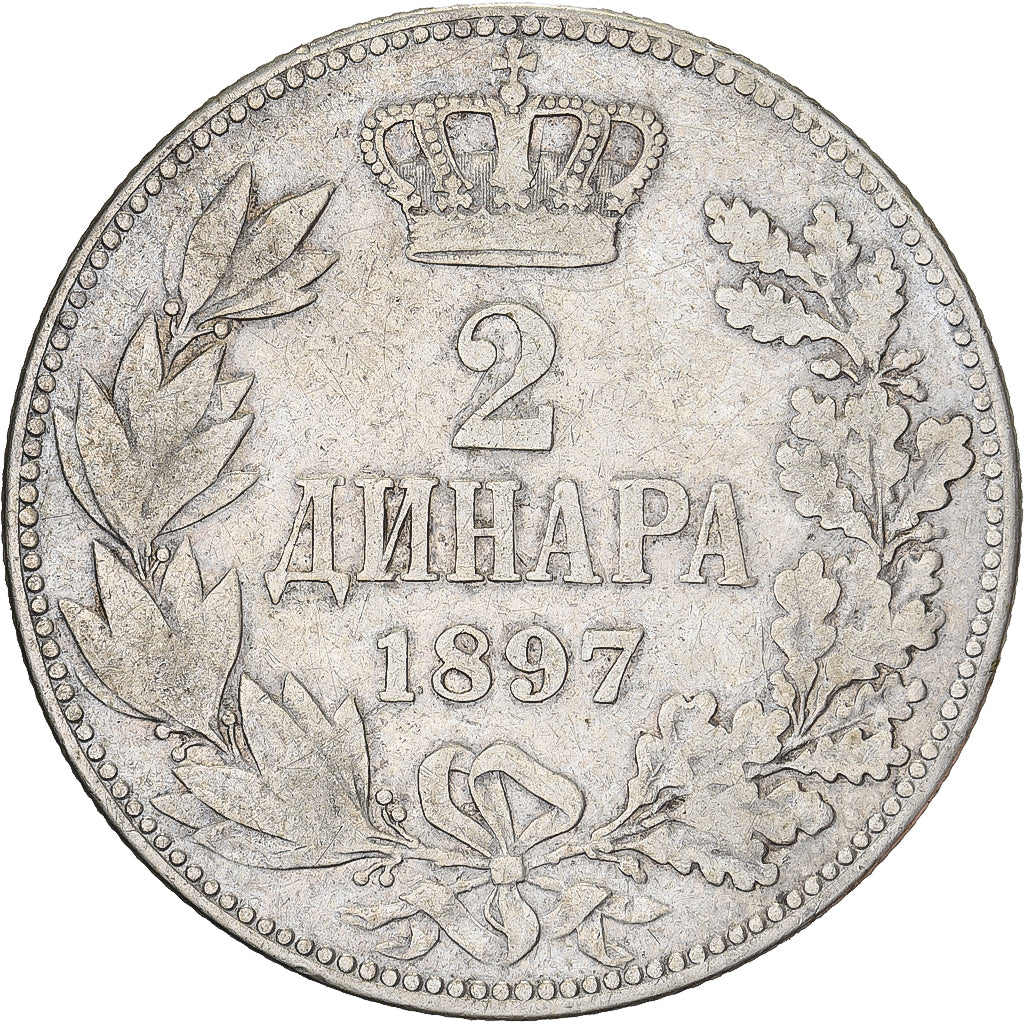 Serbia, Alexander I, 2 Dinara, 1897, Silver, VF(30-35), KM:22
