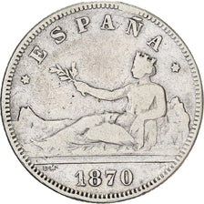 Spain, Provisional Government, 2 Pesetas, 1870, Madrid, Silver, VF(30-35)