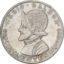 Panama, 1/2 Balboa, 1953, Franklin Mint, Silver, EF(40-45), KM:20