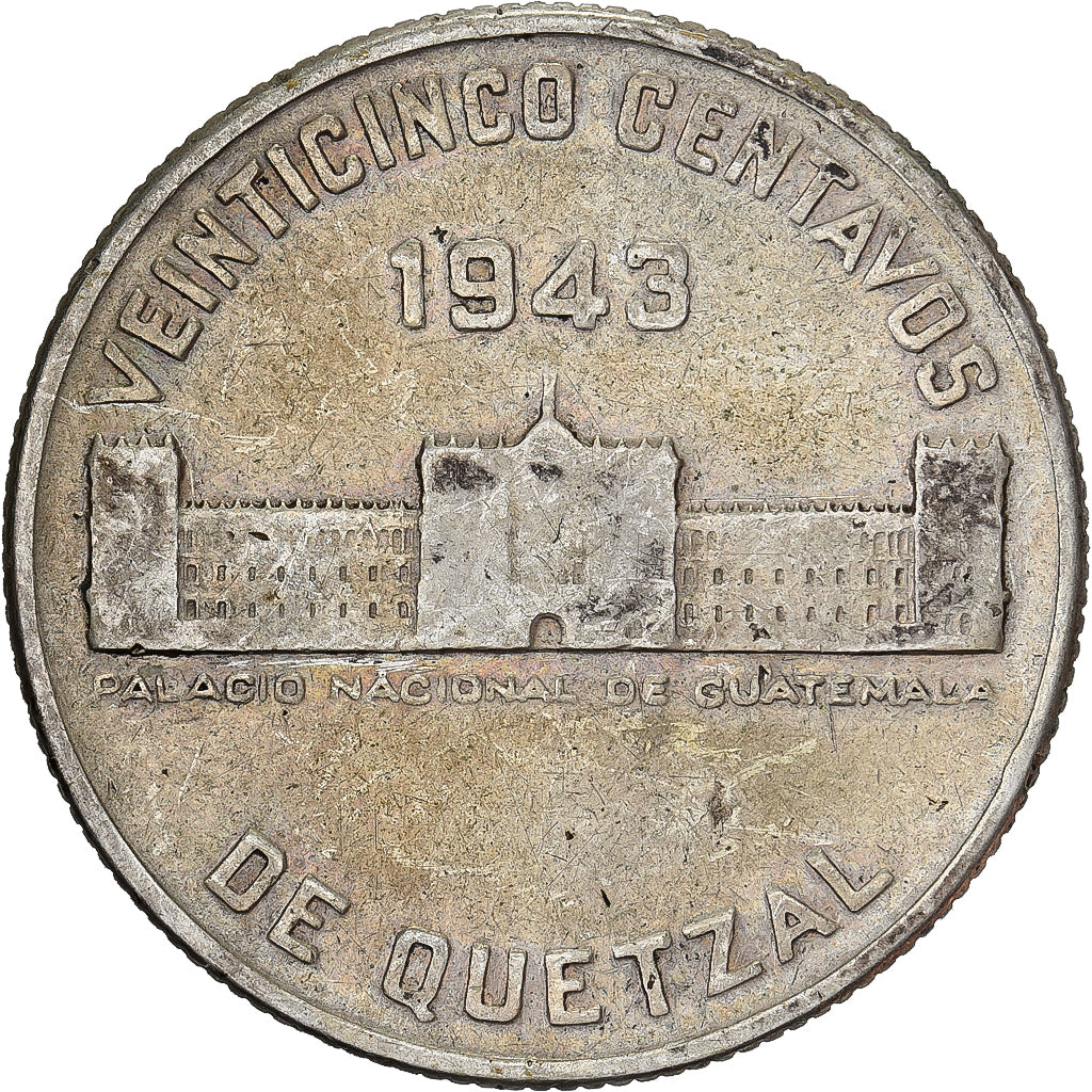 Guatemala, 25 Centavos, 1943, Philadelphia, Silber, S, KM:253
