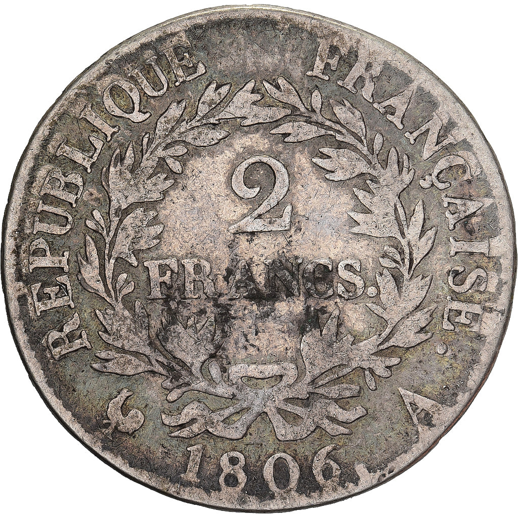 Frankreich, 2 Francs, Napoléon I, 1806, Paris, Silber, S, KM:658.1