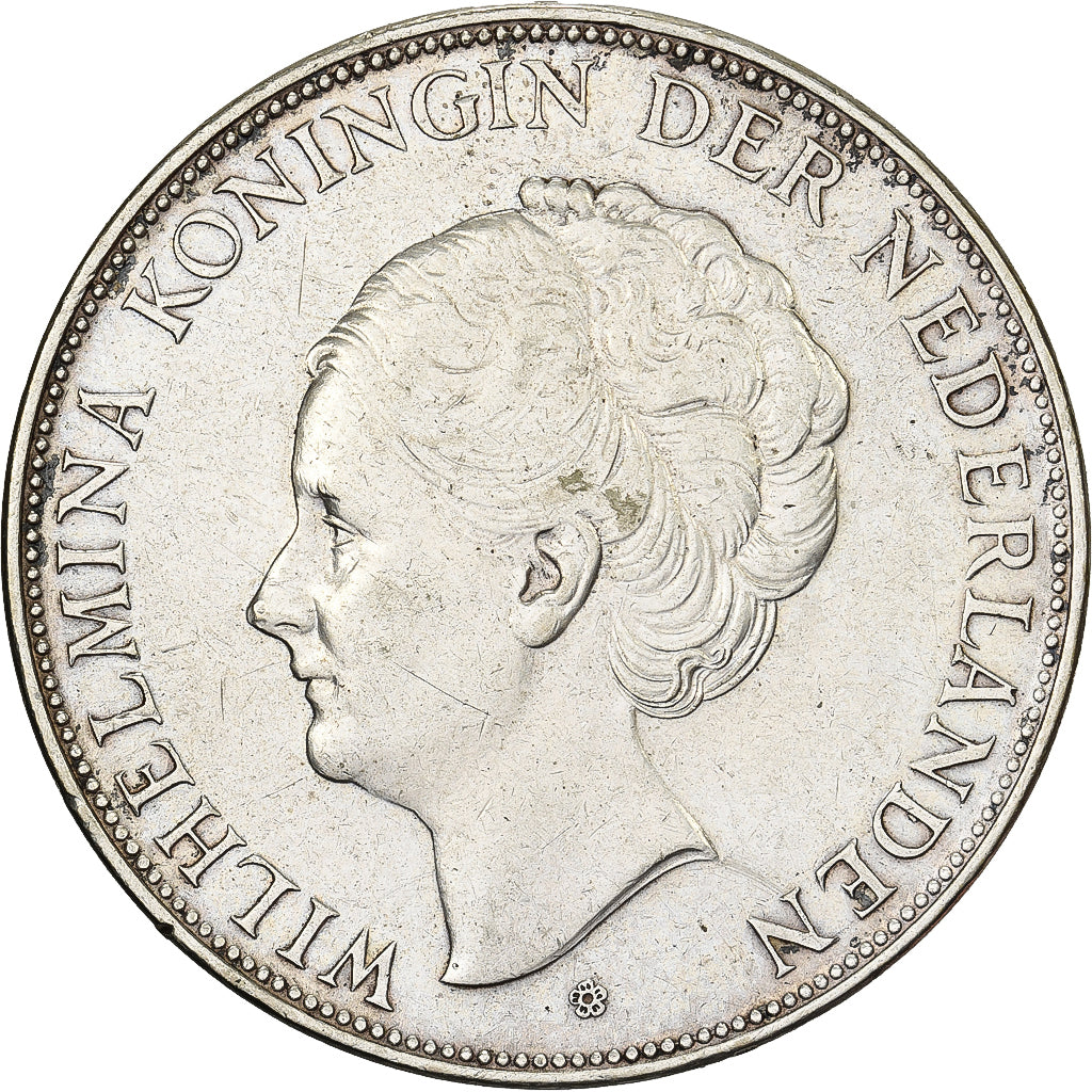 Países Bajos, Wilhelmina I, 2-1/2 Gulden, 1937, Utrecht, Plata, MBC, KM:165