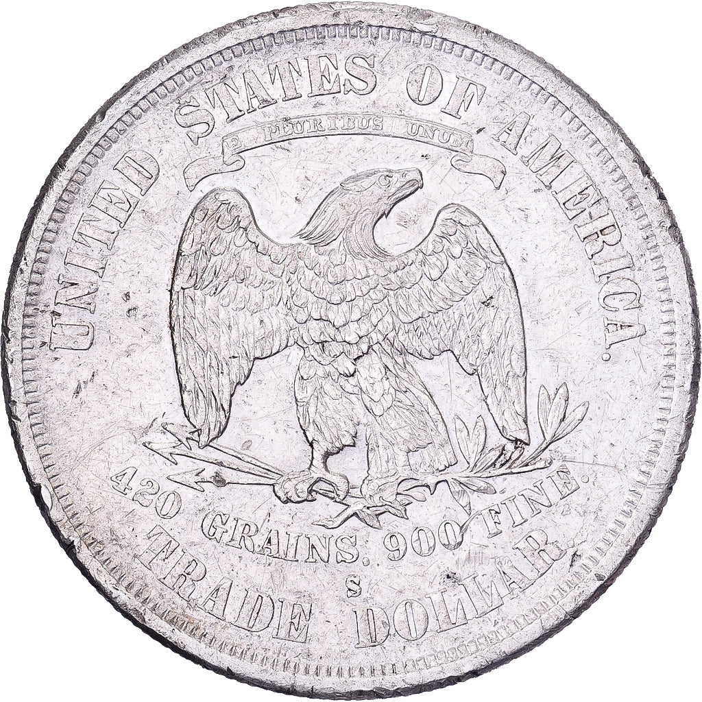 United States, Dollar, Trade Dollar, 1876, San Francisco, Silver, EF(40-45)