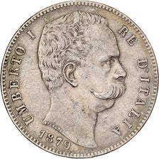 Włochy, Umberto I, 5 Lire, 1879, Rome, Srebro, EF(40-45), KM:20