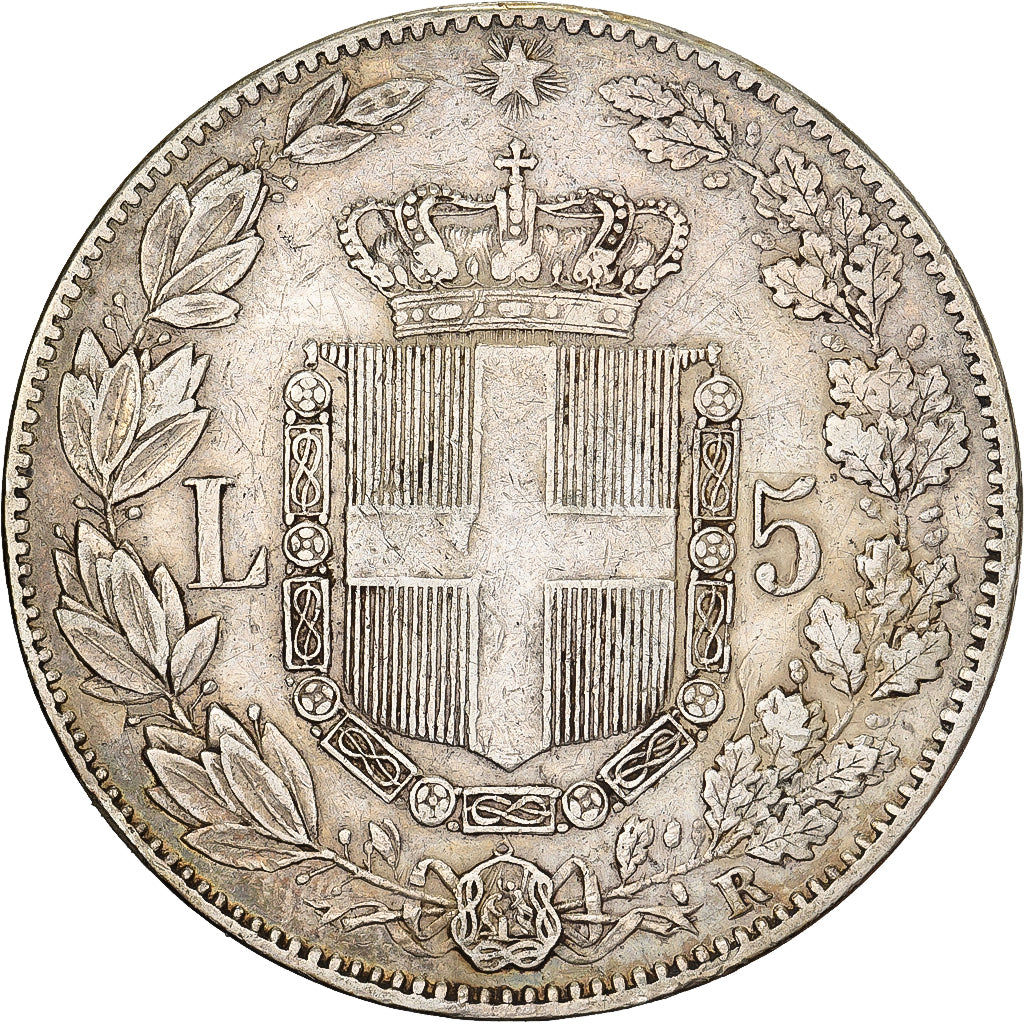 Włochy, Umberto I, 5 Lire, 1879, Rome, Srebro, EF(40-45), KM:20