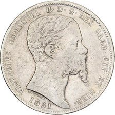 Italien Staaten, SARDINIA, Vittorio Emanuele II, 5 Lire, 1851, Genoa, Silber