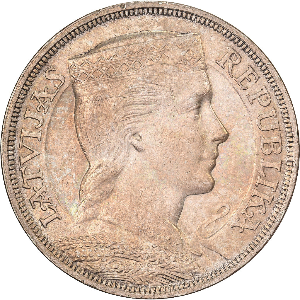 Łotwa, 5 Lati, 1931, Srebro, MS(60-62), KM:9