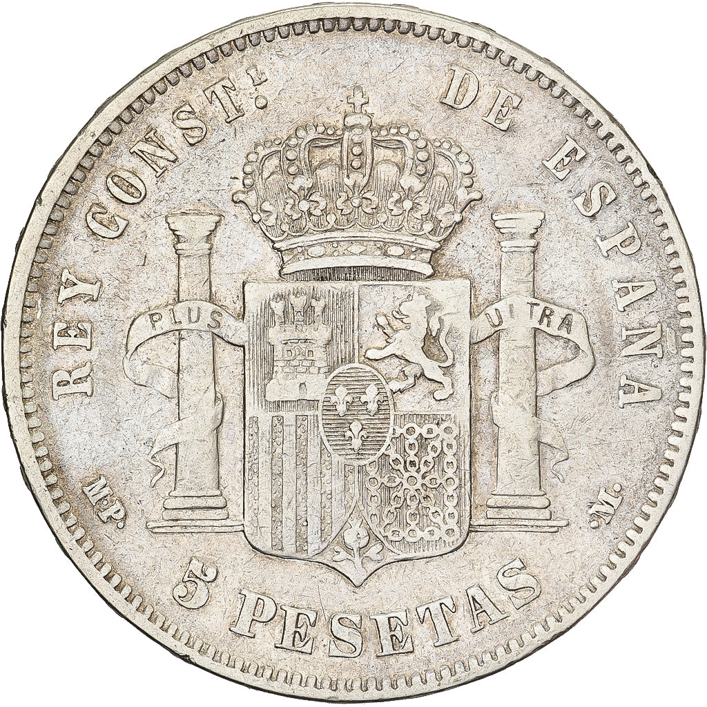 Hiszpania, Alfonso XIII, 5 Pesetas, 1888, Madrid, Srebro, VF(30-35), KM:689
