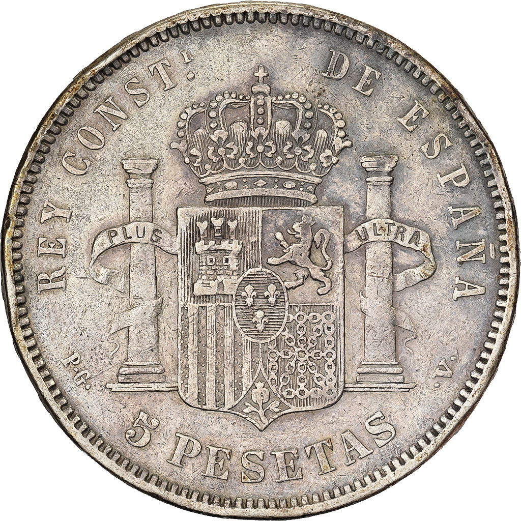 Spain, Alfonso XIII, 5 Pesetas, 1894, Madrid, Silver, VF(30-35), KM:700