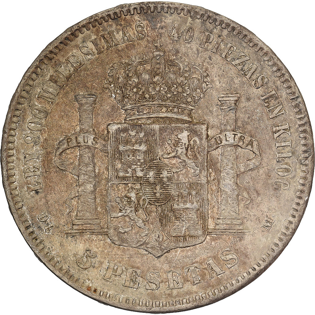 Spain, Alfonso XII, 5 Pesetas, 1875, Madrid, Silver, EF(40-45), KM:671