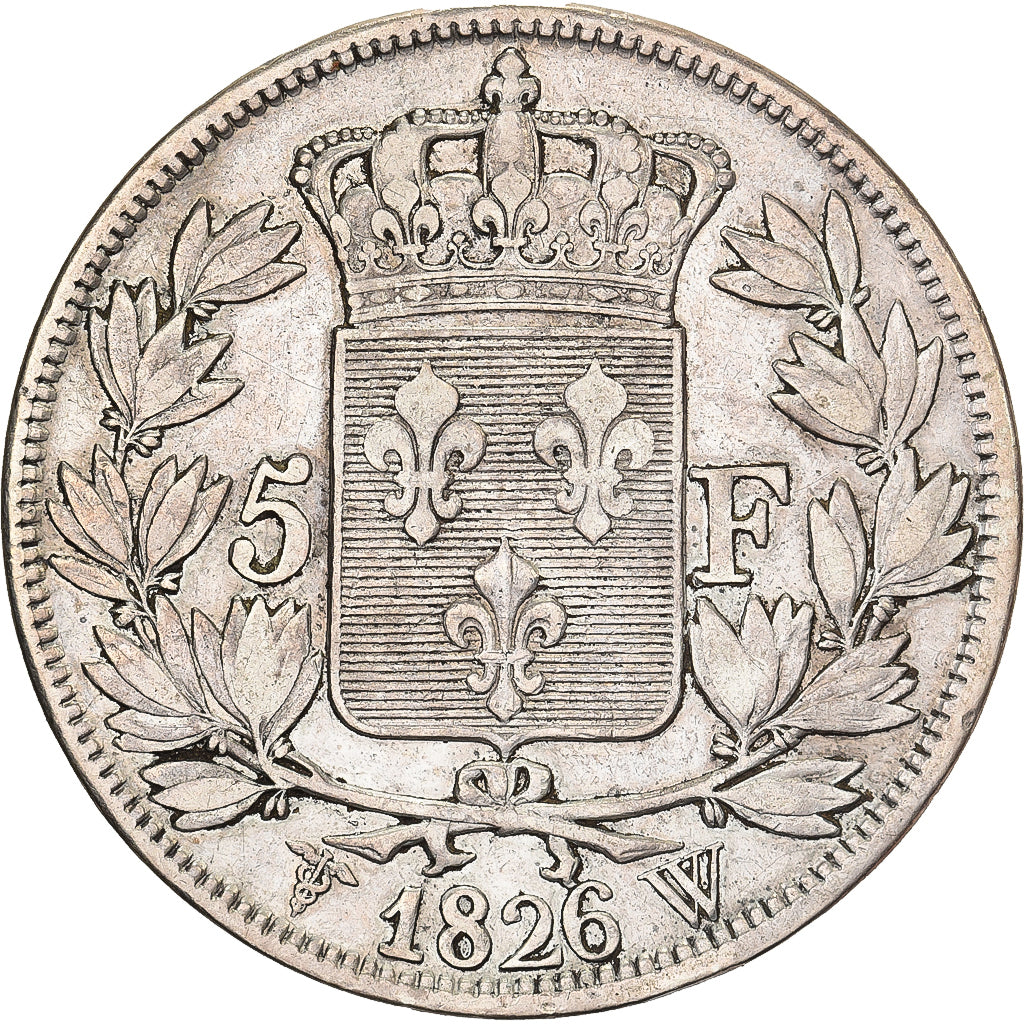Francja, 5 Francs, Charles X, 1826, Lille, Srebro, VF(30-35), KM:720.13