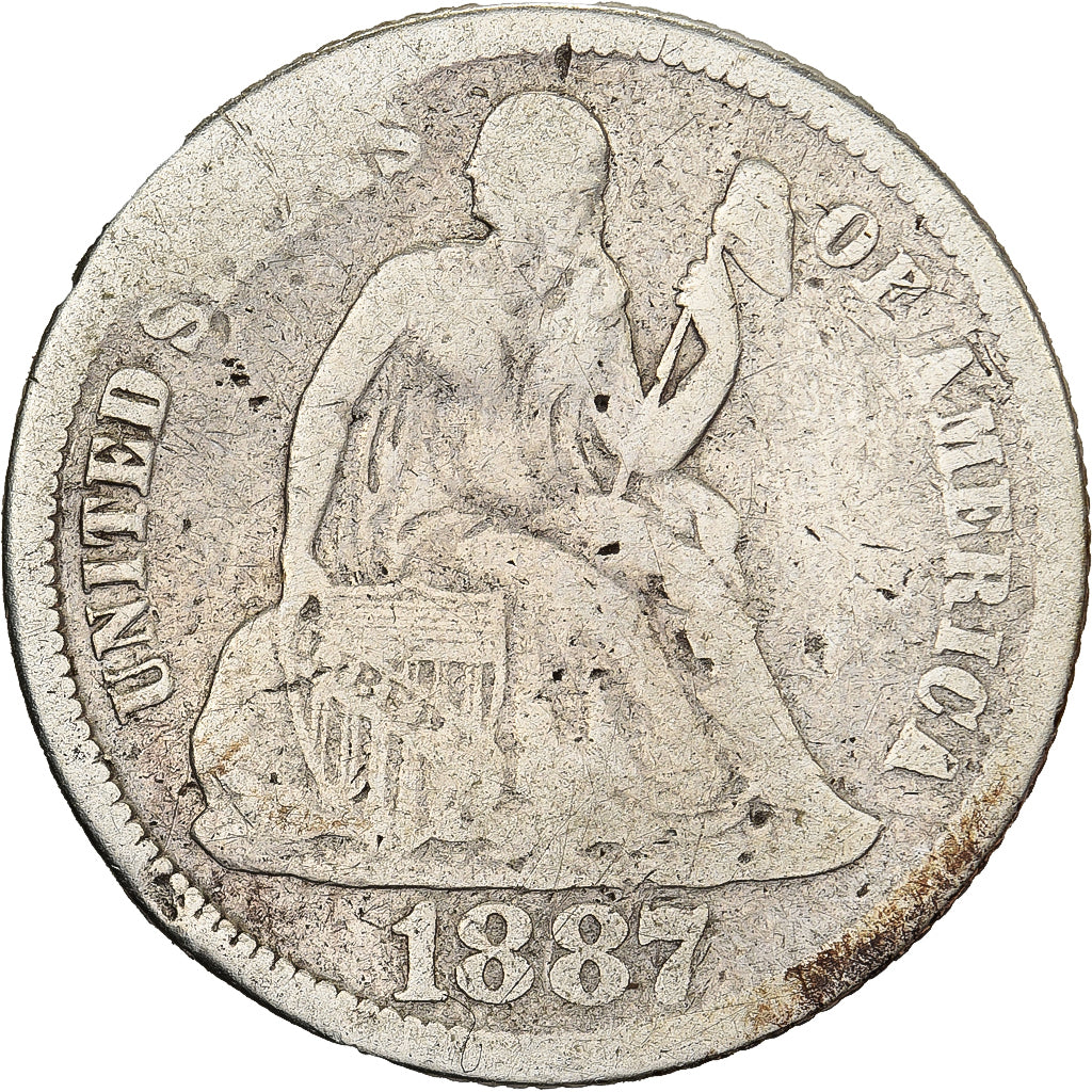 USA, Dime, Seated Liberty Dime, 1887, Philadelphia, Srebro, G(4-6), KM:A92