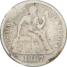 USA, Dime, Seated Liberty Dime, 1887, Philadelphia, Srebro, G(4-6), KM:A92