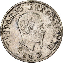 Italy, Vittorio Emanuele II, 50 Centesimi, 1863, Milan, Silver, VF(30-35)