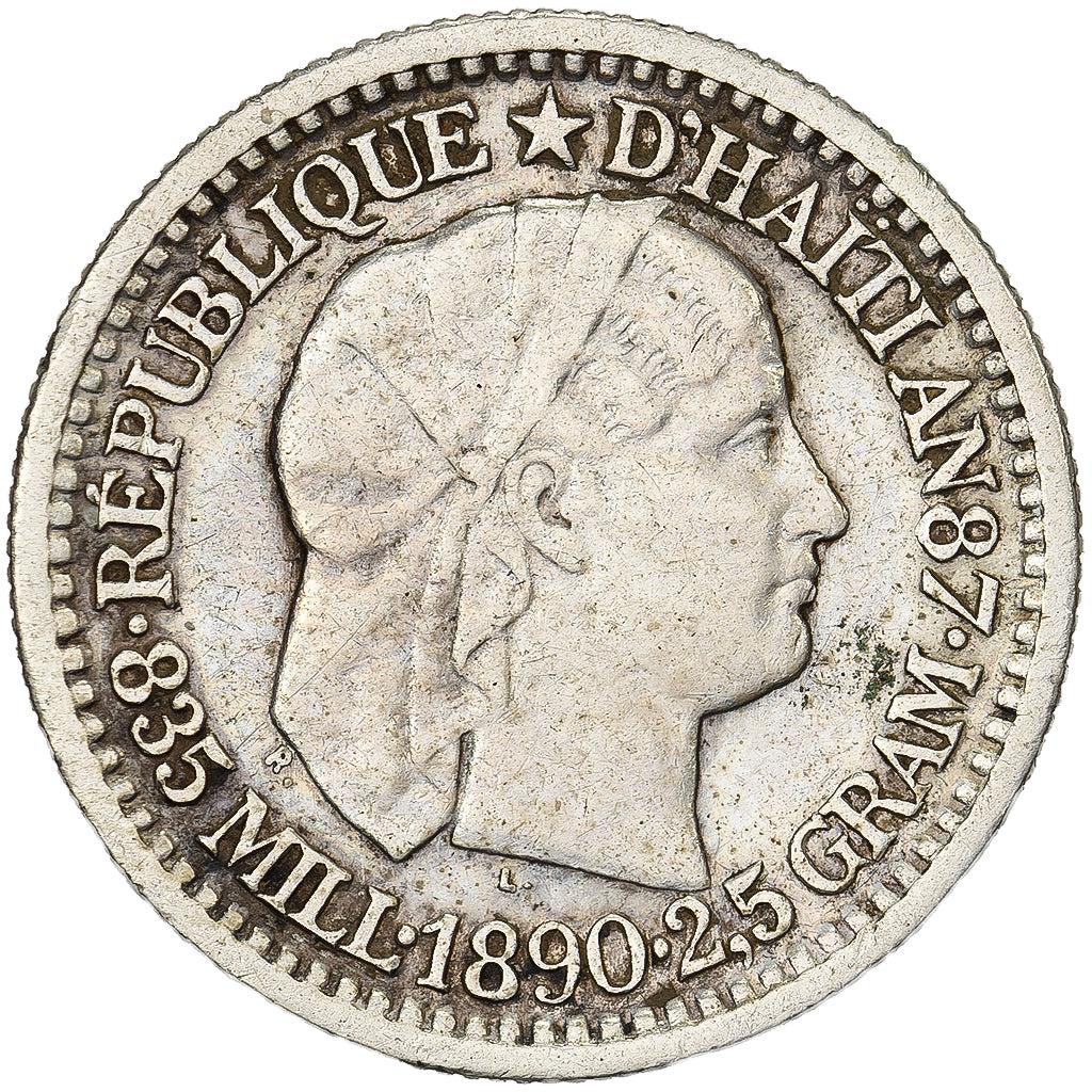 Haiti, 10 Centimes, 1890, Paris, Argento, MB+, KM:44