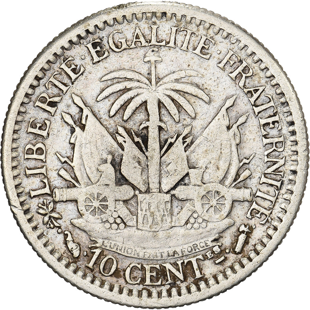 Haiti, 10 Centimes, 1890, Paris, Argento, MB+, KM:44