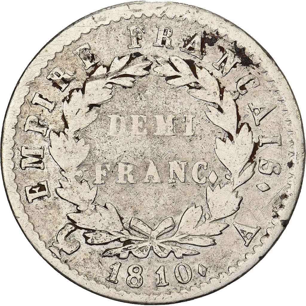 Frankreich, 1/2 Franc, Napoléon I, 1810, Paris, Silber, S+, KM:691.1