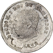Cambodia, Norodom I, 25 Centimes, 1860, Silver, AU(50-53), KM:M4