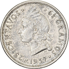 Dominican Republic, 25 Centavos, 1937, Silver, EF(40-45), KM:20