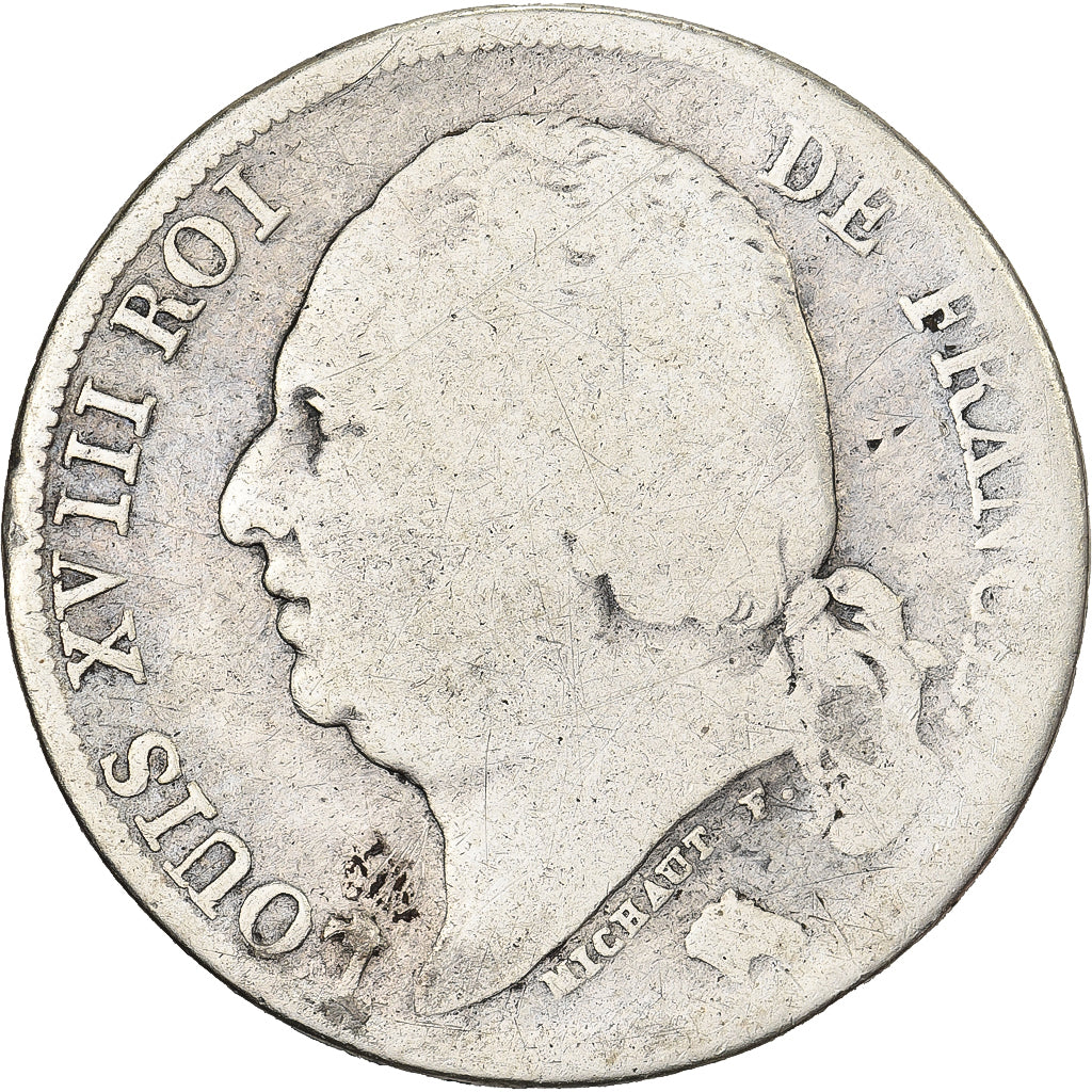 França, Louis XVIII, Franc, Louis XVIII, 1822, Paris, Prata, F(12-15), KM:709.1