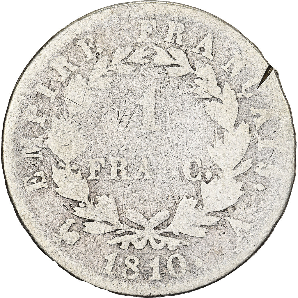Francia, Franc, Napoléon I, 1810, Paris, Argento, B+, KM:692.1