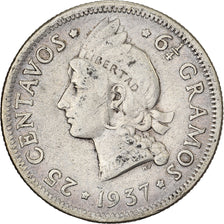 Repubblica domenicana, 25 Centavos, 1937, Argento, MB+, KM:20